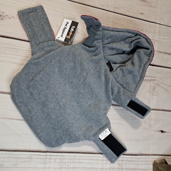 Fabdog Dog Puffer Jacket/Coat w/Hood Multicolor Stripe Fleece Lined Small - Picture 4 of 5